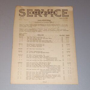Harley Davidson Original 1935 Rare Service Shop Dope Paper